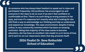 Testimonial of student of Dr. Ilene Rothschild about her teaching