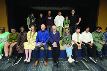 Walter Anderson and Julian Schlossberg with Mercy College students