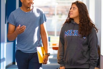 Students walking and talking