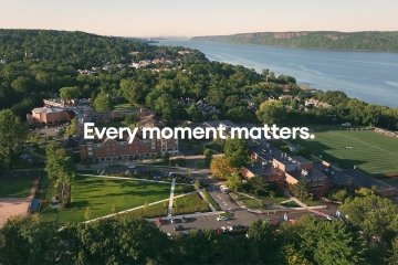 Aerial View of Mercy University Westchester Campus with Every Moment Matters heading in white letters