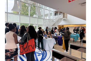 Students and employers engage at the Healthcare Career Fair in the Bronx Campus