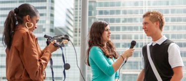 students performing an interview