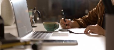 student writing