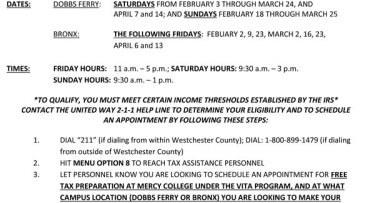 FREE Tax Preparation Offered at Mercy College | Mercy University