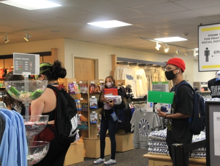 Students shopping at the Dobbs Ferry bookstore.
