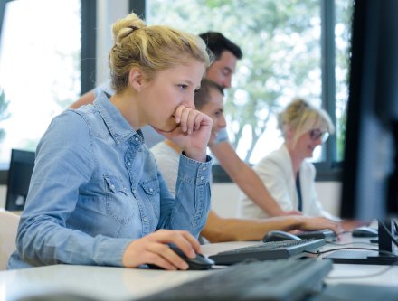 student in computer lab