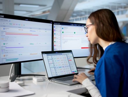 healthcare worker on computer