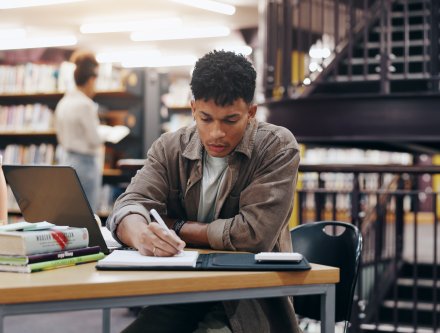 student studying
