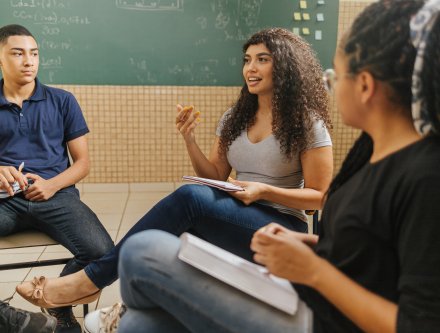 student talking in classroom