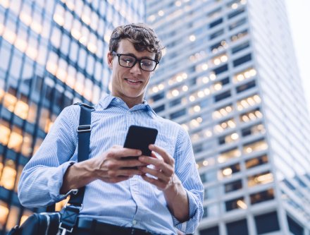 young professional on phone