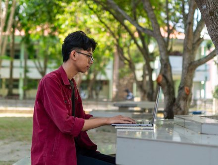 student writing